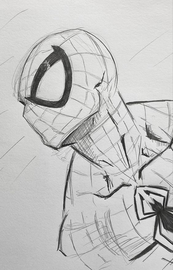 Desenhos do Homem Aranha: Homem Aranha simples a lápis para desenhar