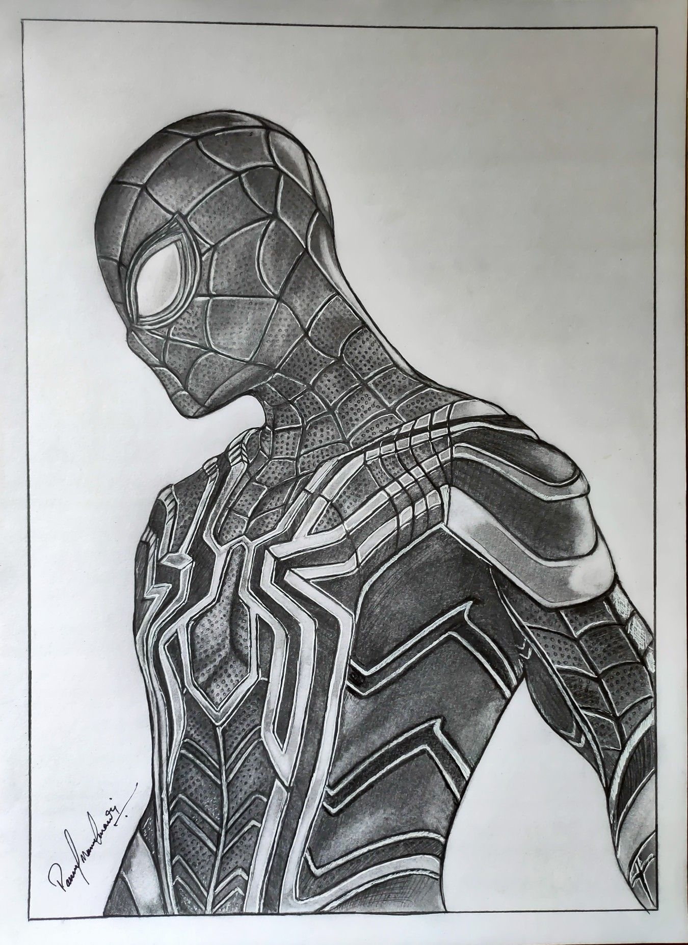 Desenhos do Homem Aranha: Homem Aranha realista em pé para desenhar