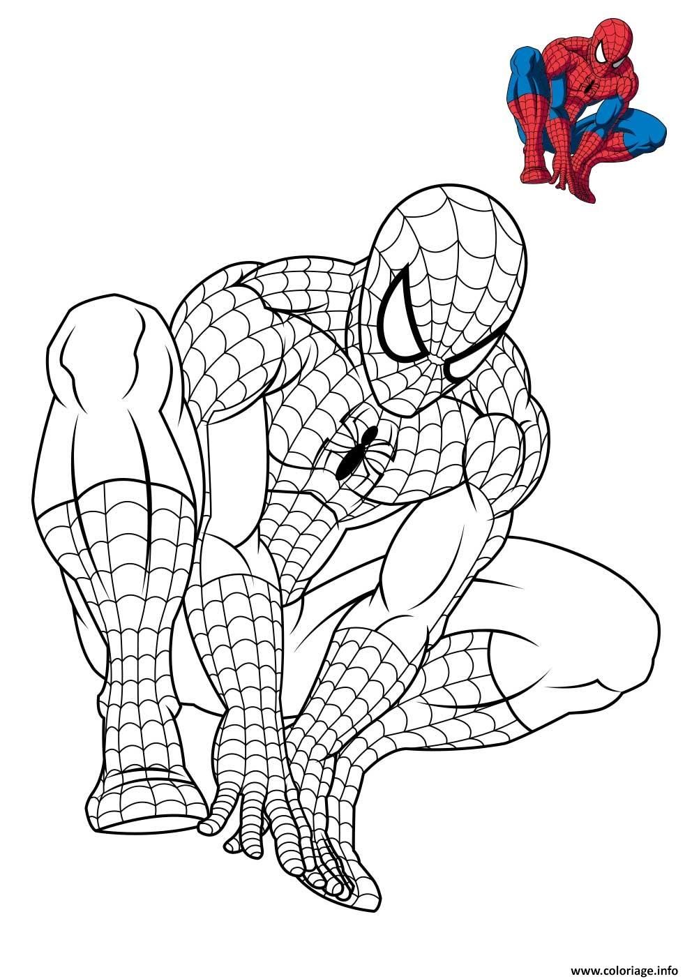 Desenhos do Homem Aranha: Homem Aranha em pose de ataque para desenhar