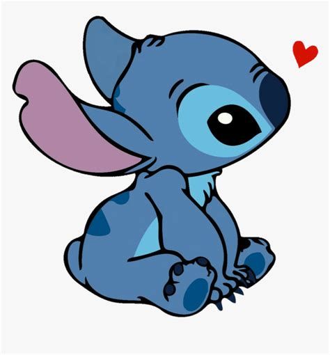 Desenhos do Stitch: Stitch fofo sentado com coração para desenhar