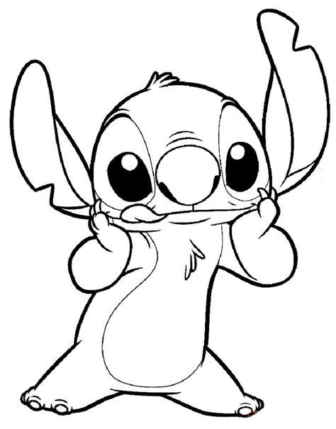 Desenhos do Stitch: Stitch fofo segurando orelhas para desenhar