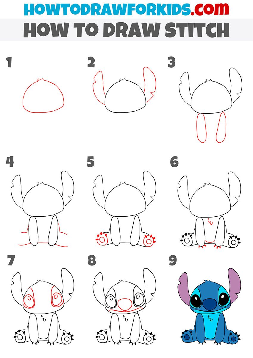 Desenhos do Stitch: passo a passo do Stitch fofo para desenhar