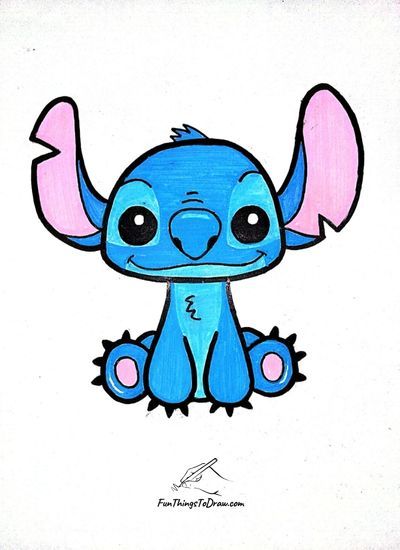 Desenhos do Stitch Stitch fofo sentado com sorrisinho para desenhar