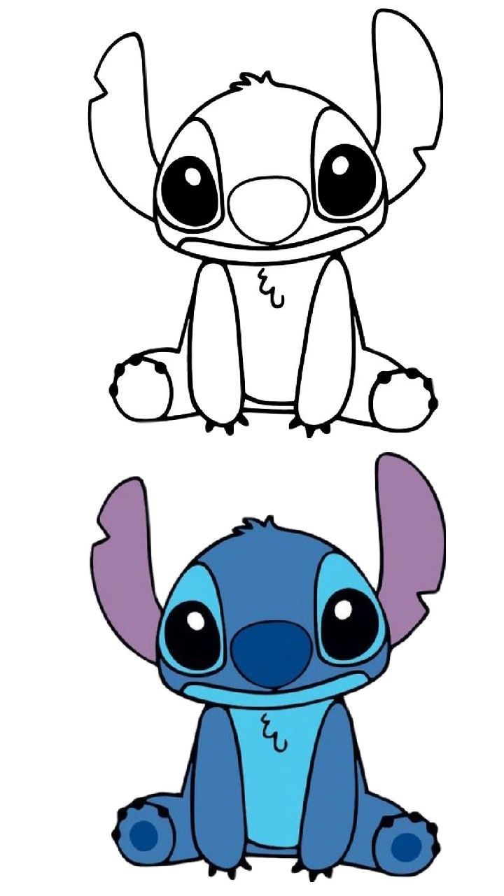 Desenhos do Stitch: Stitch fofo sentado para desenhar