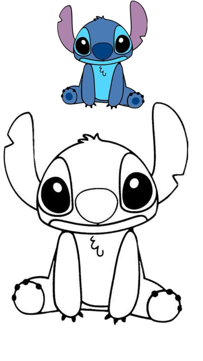Desenhos do Stitch: Stitch fofo sentado para desenhar