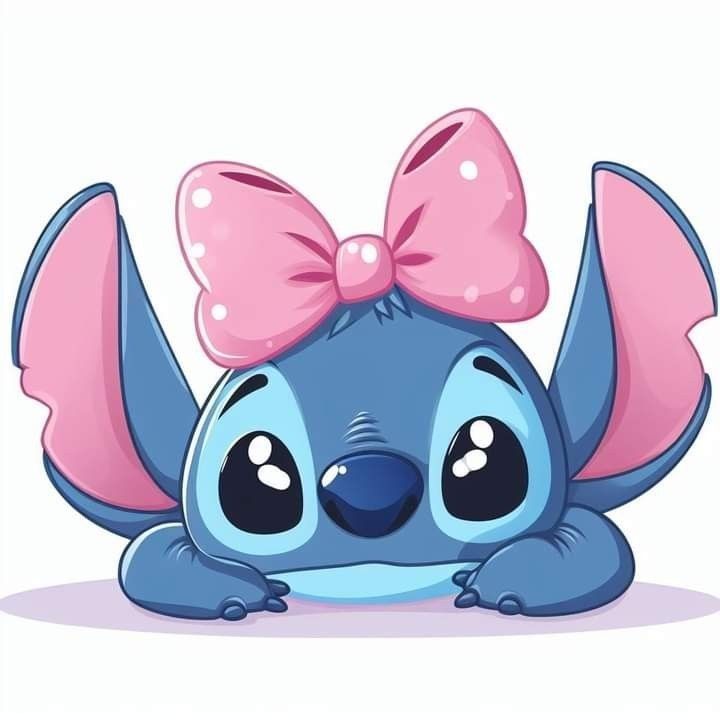 Desenhos do Stitch: Stitch fofo com laço rosa para desenhar
