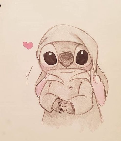 Desenhos do Stitch: Stitch fofo usando pijama para desenhar
