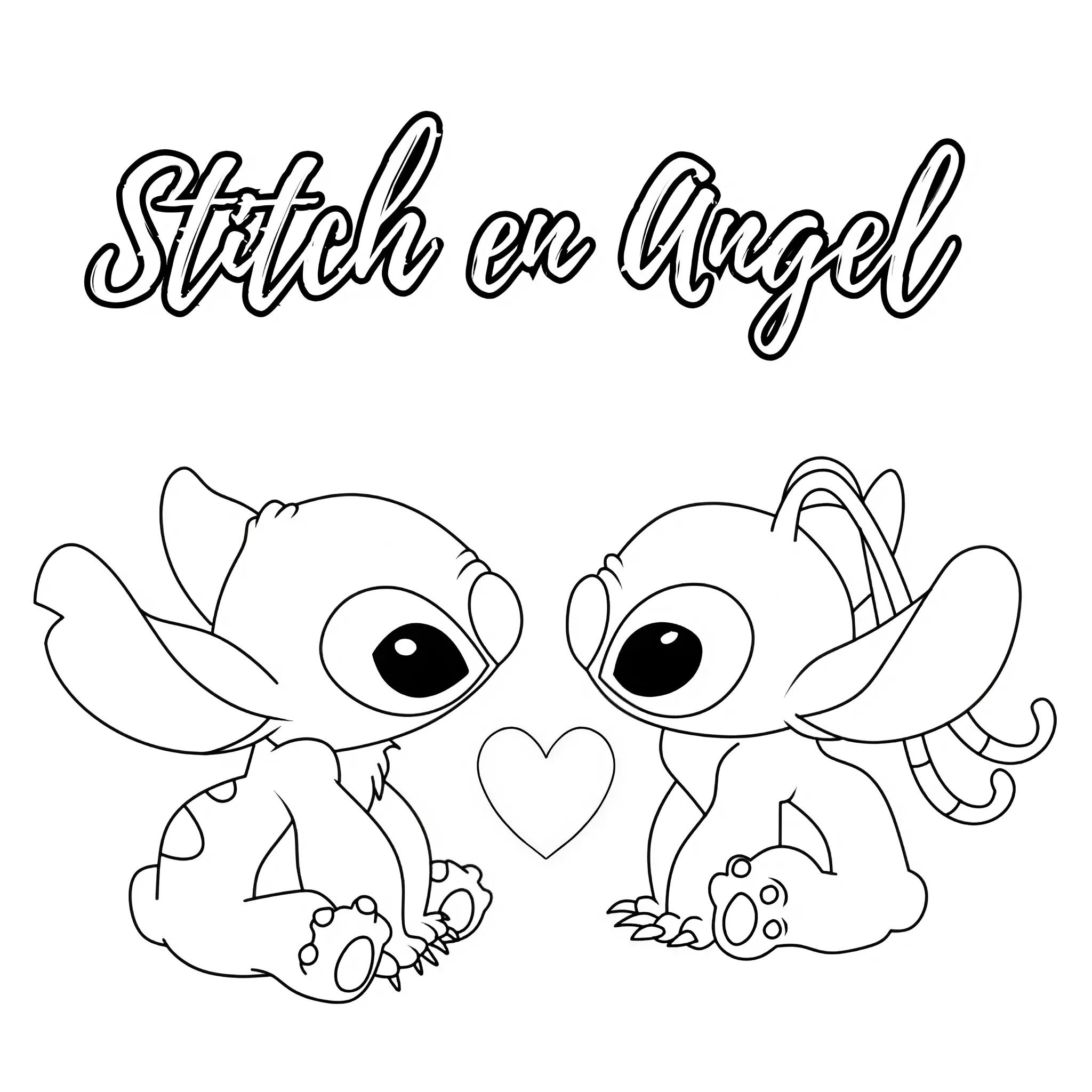 Desenhos do Stitch: Stitch e Angel fofos para desenhar