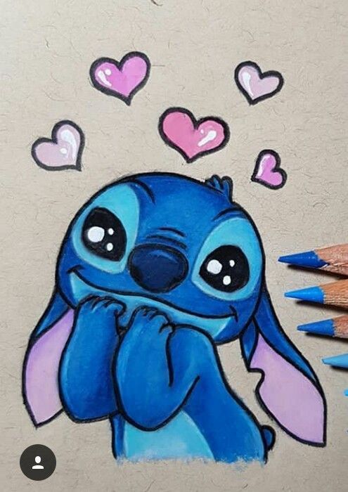 Desenhos do Stitch: Stitch fofo com corações para desenhar
