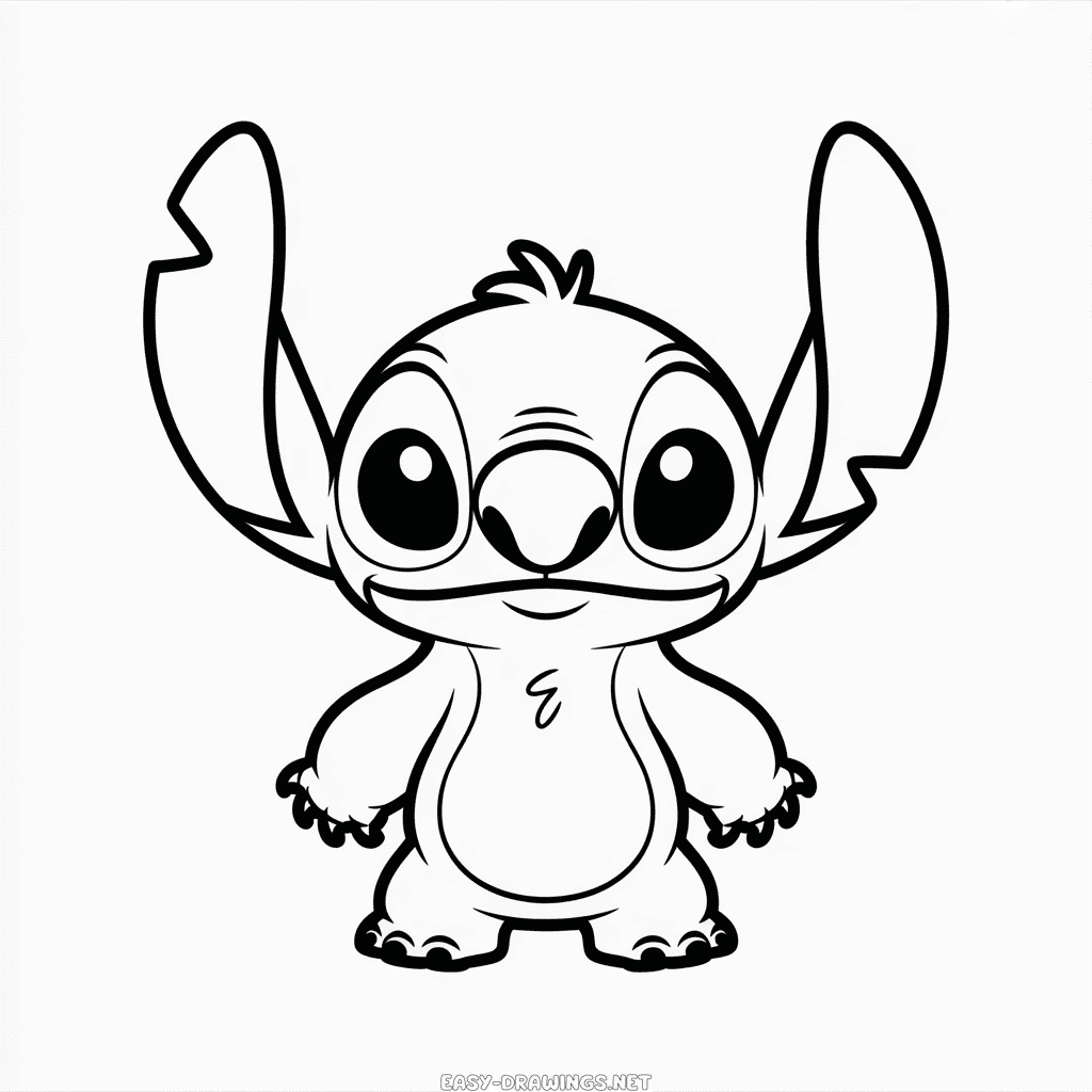 Desenhos do Stitch: Stitch fofo e sorridente para desenhar