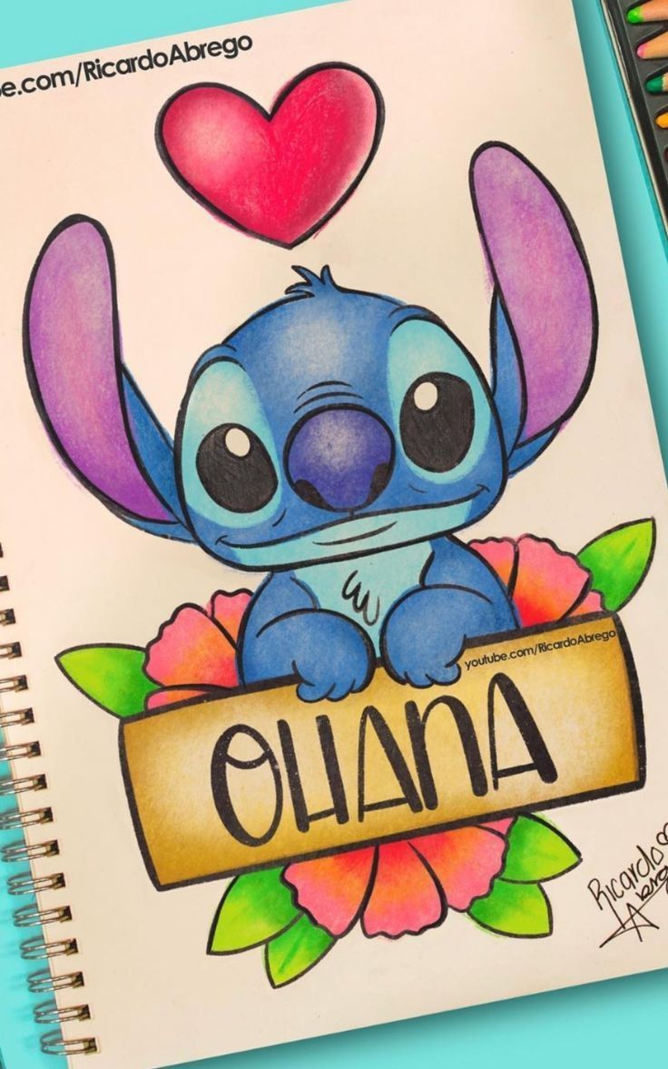 Desenhos do Stitch: Stitch fofo segurando placa Ohana