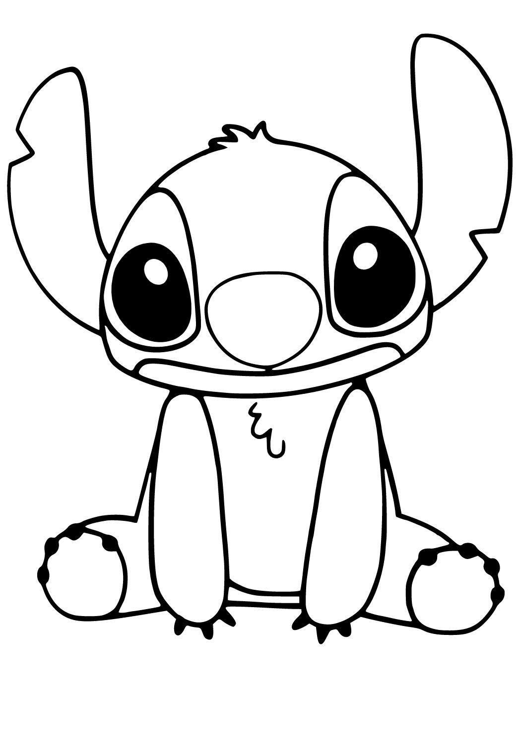 Desenhos do Stitch: Stitch fofo sentado para desenhar