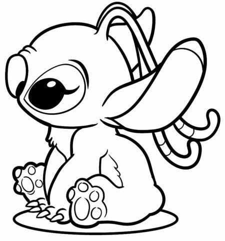 Desenhos do Stitch: Stitch fofo sentado para desenhar