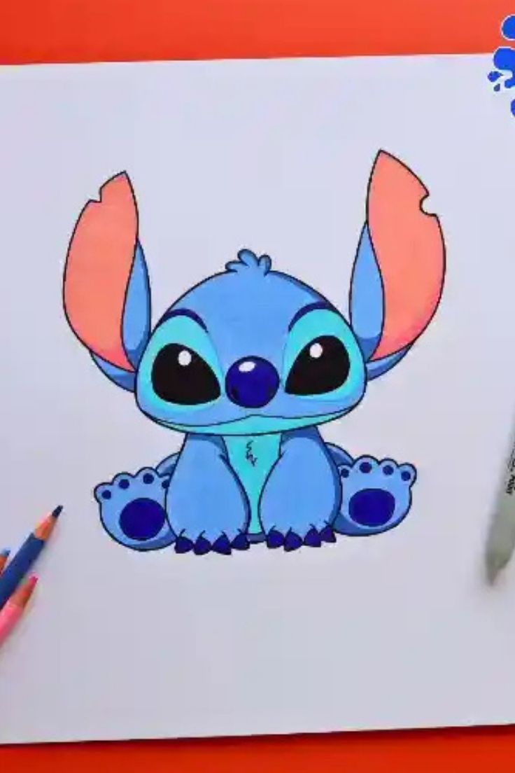 Desenhos do Stitch: Stitch fofo sentado para desenhar