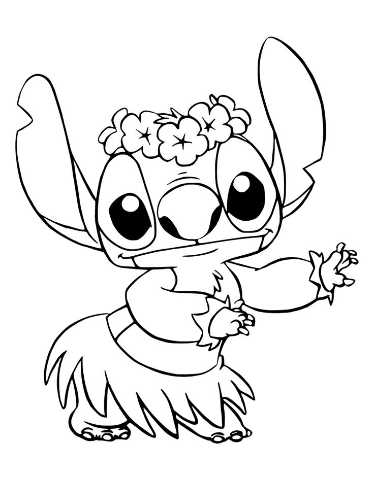 Desenhos do Stitch: Stitch fofo dançando com saia havaiana