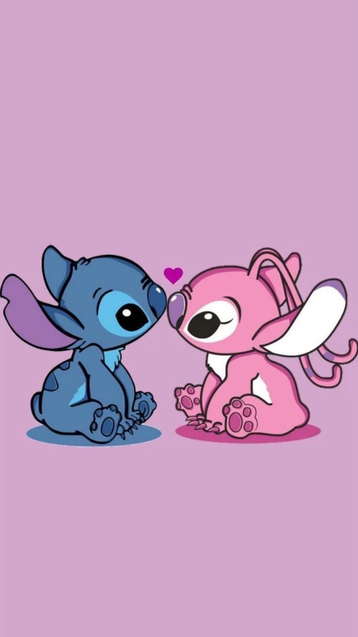 Desenhos do Stitch: Stitch azul e rosa se olhando fofo