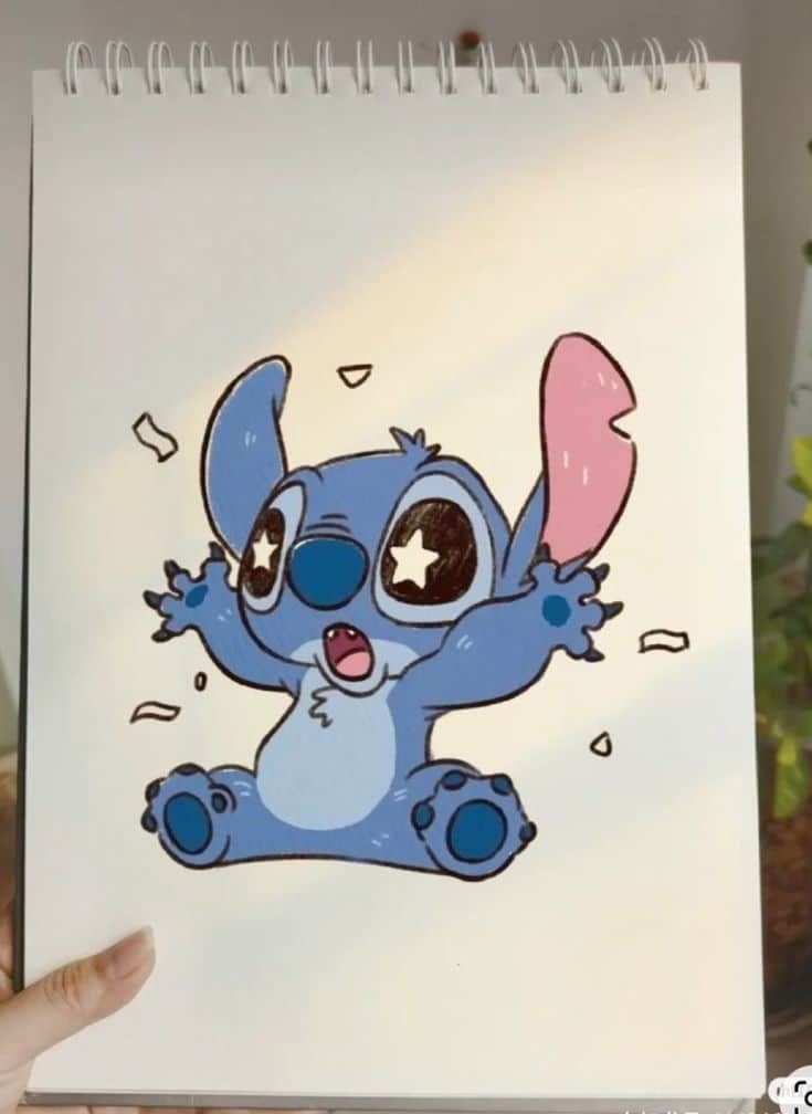 Desenhos do Stitch: Stitch fofo com estrelas nos olhos para desenhar