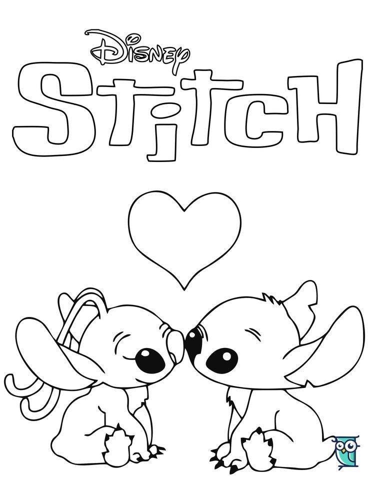 Desenhos do Stitch: Stitch e Angel se beijando para desenhar