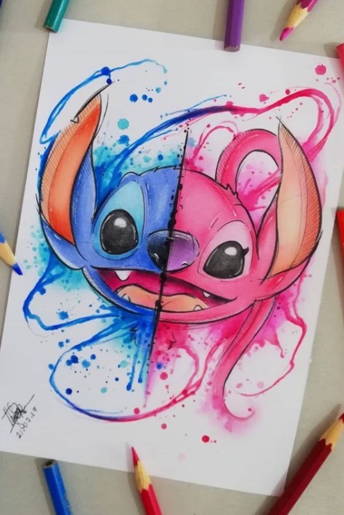 Desenhos do Stitch: desenho fofinho de Stitch colorido