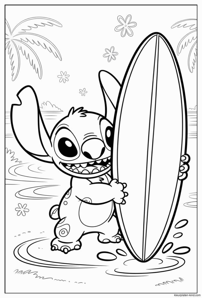 Desenhos do Stitch: Stitch fofo segurando uma prancha para desenhar