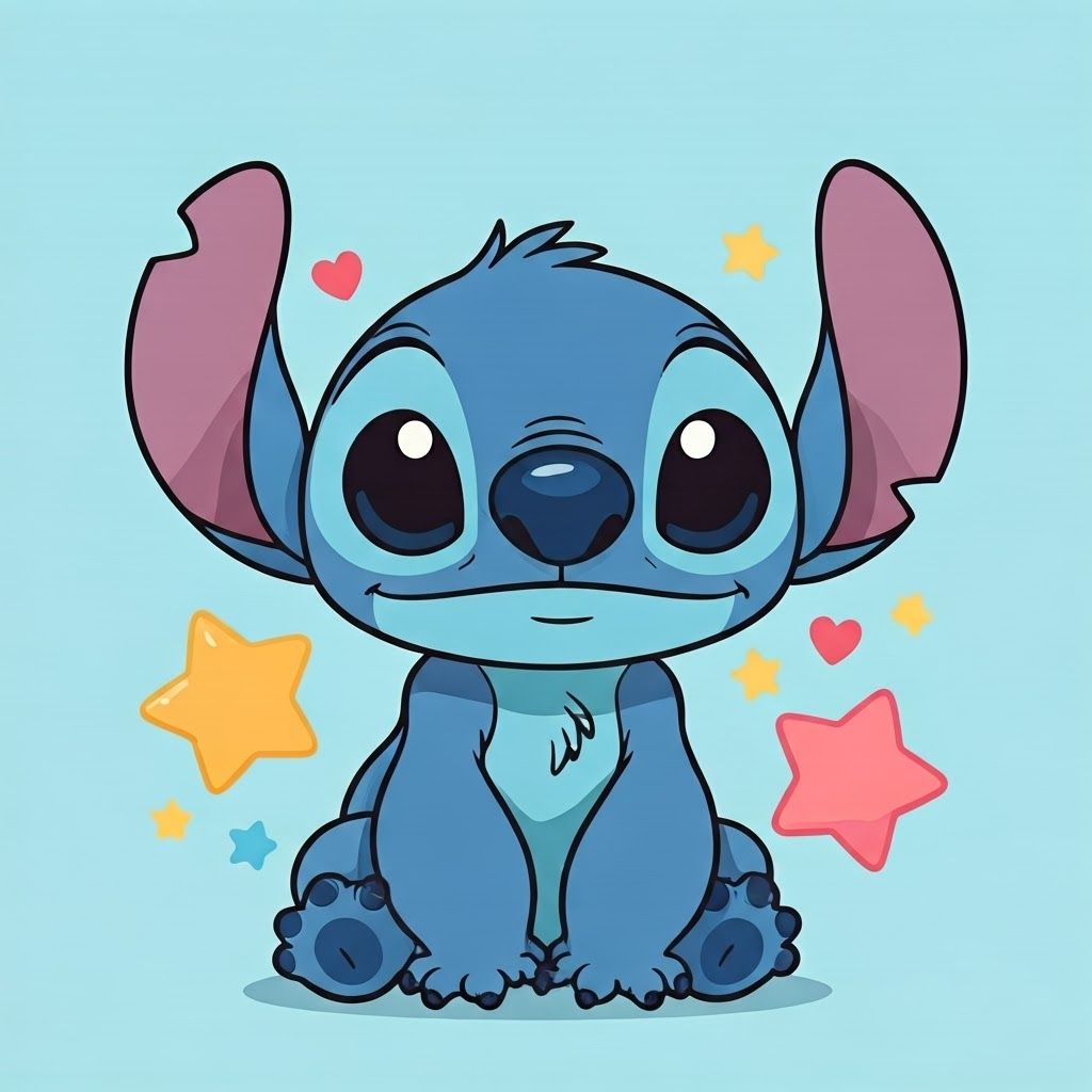 Desenhos do Stitch: Stitch fofo com estrelas para desenhar