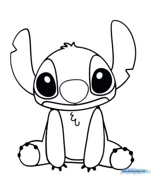 Desenhos do Stitch: Stitch fofo sentado para desenhar