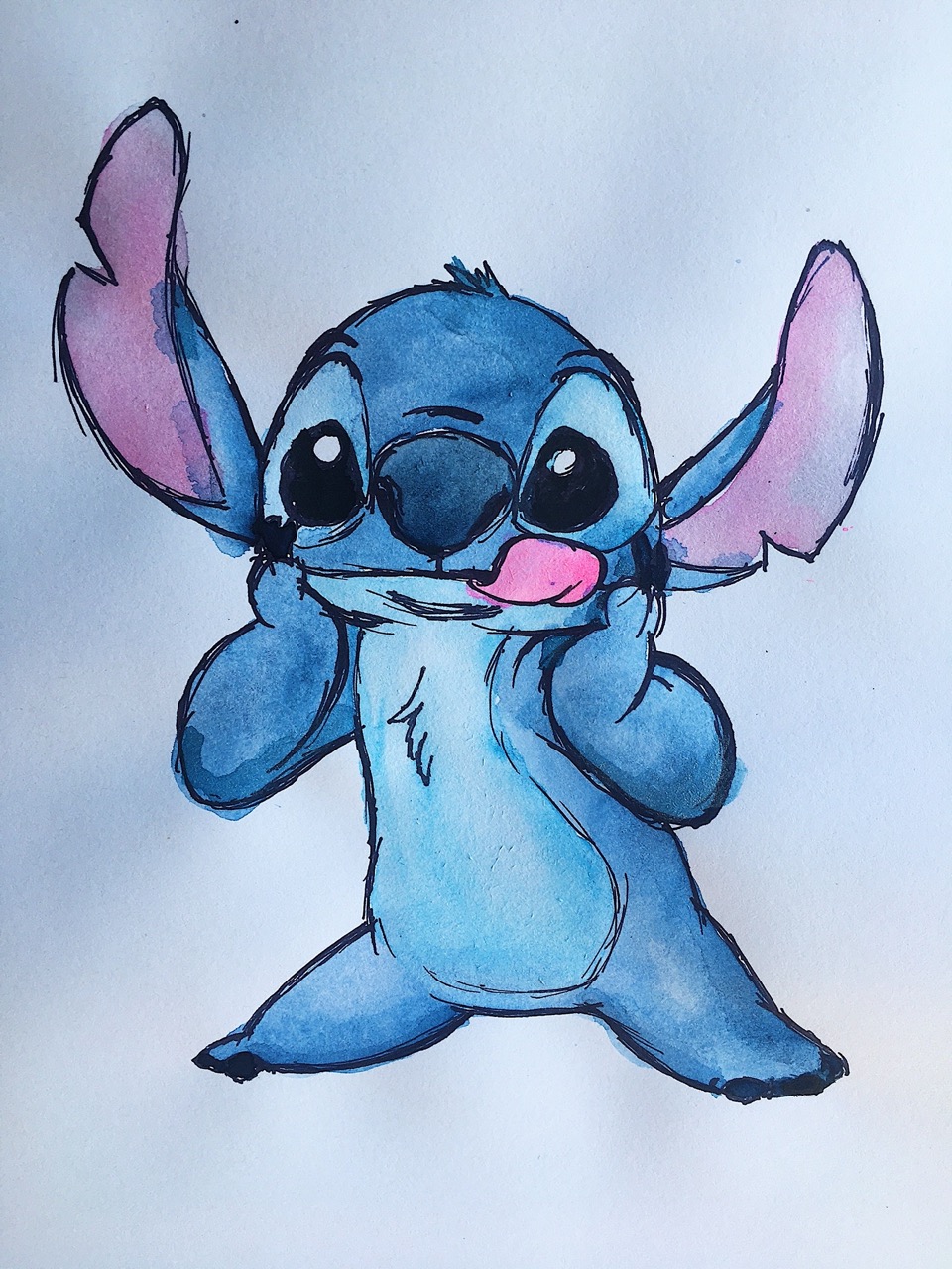 Desenhos do Stitch: Stitch fofo fazendo careta para desenhar