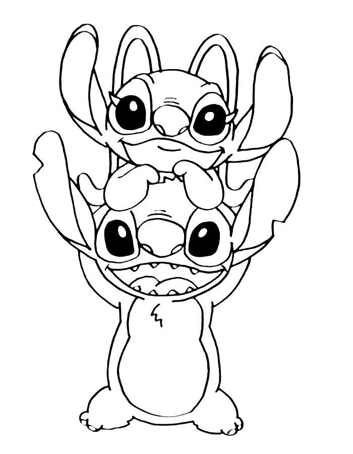 Desenhos do Stitch: Stitch e Angel empilhados para desenhar