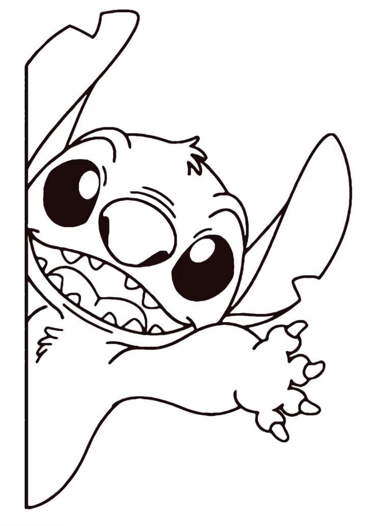 Desenhos do Stitch Stitch fofo atrás de uma parede para desenhar