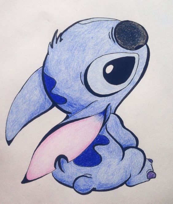 Desenhos do Stitch: Stitch fofo sentado para desenhar