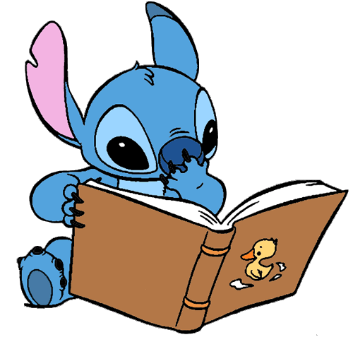 Desenhos do Stitch: Stitch fofo lendo um livro para desenhar