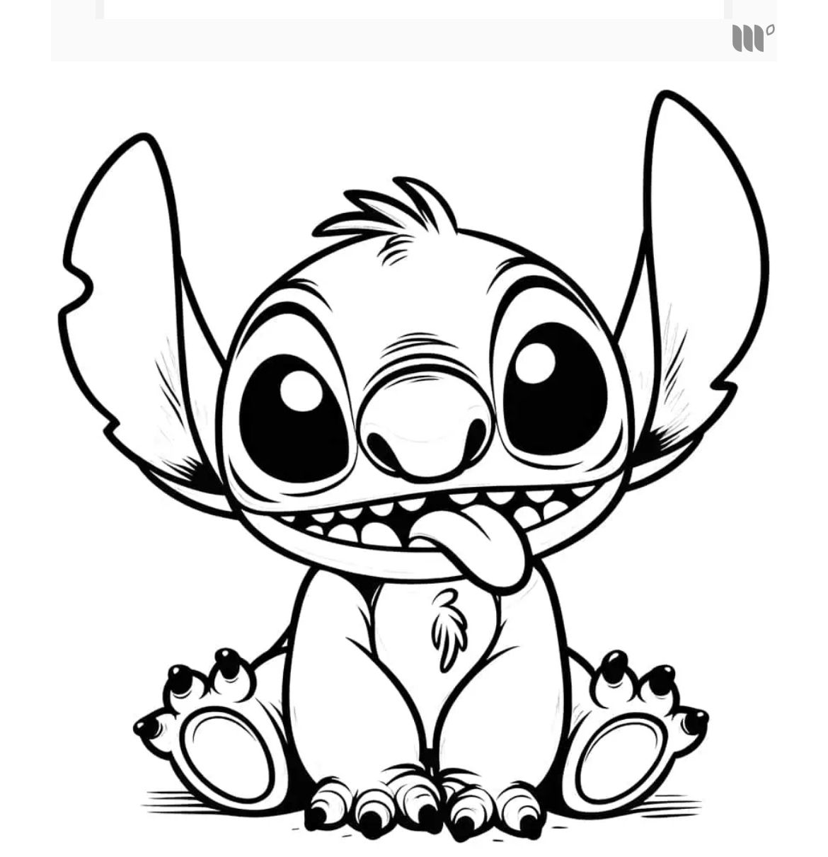 Desenhos do Stitch: Stitch sorridente e fofo sentado para desenhar