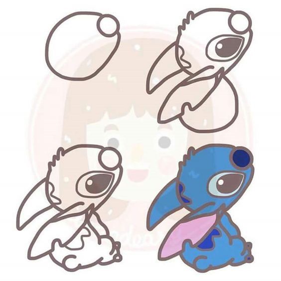 Desenhos do Stitch: Stitch fofo pulando para desenhar