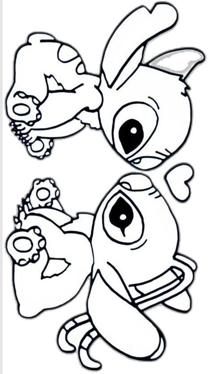 Desenhos do Stitch: Stitch fofinho com coração para desenhar