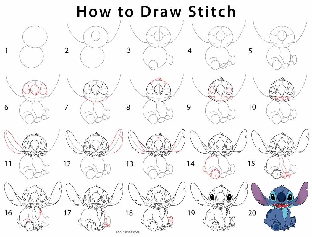 Desenhos do Stitch: passo a passo Stitch fofo a lápis