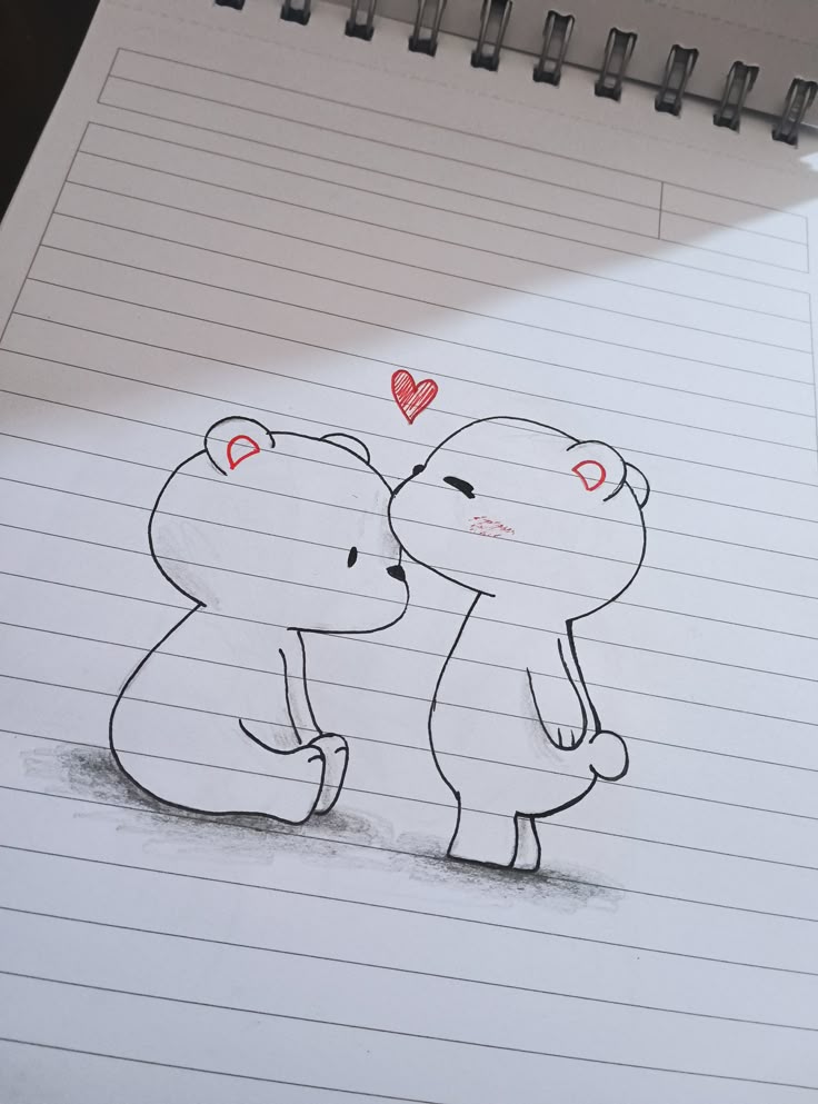 Desenho Fácil para Desenhar: Dois ursos se olhando com amor