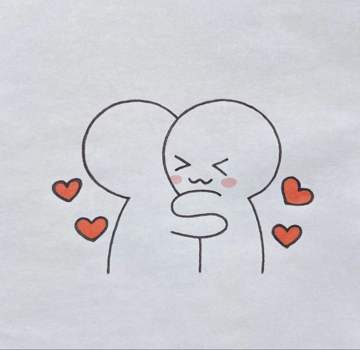 Desenho Fácil para Desenhar de Bonecos se abraçando