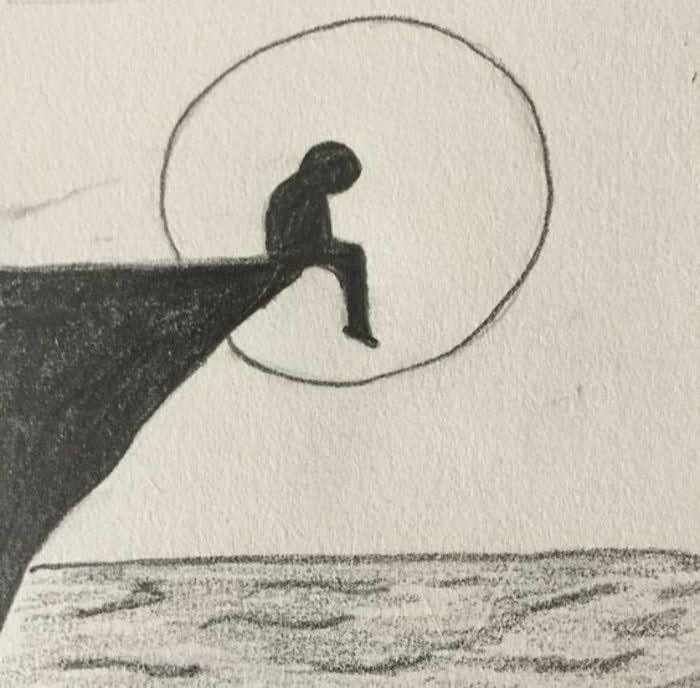 Desenho Fácil para Desenhar: Silhueta de uma pessoa na borda