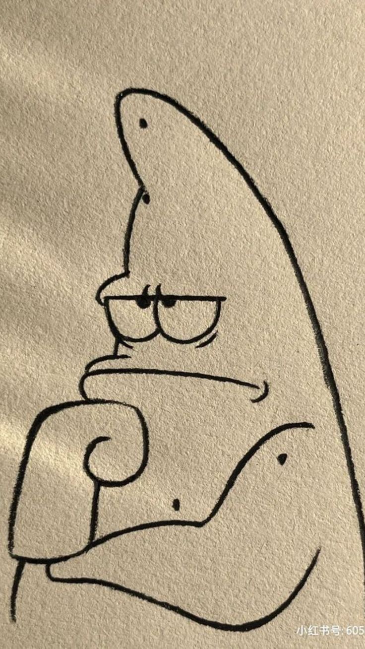 Desenho Fácil para Desenhar: Patrick em pose pensativa