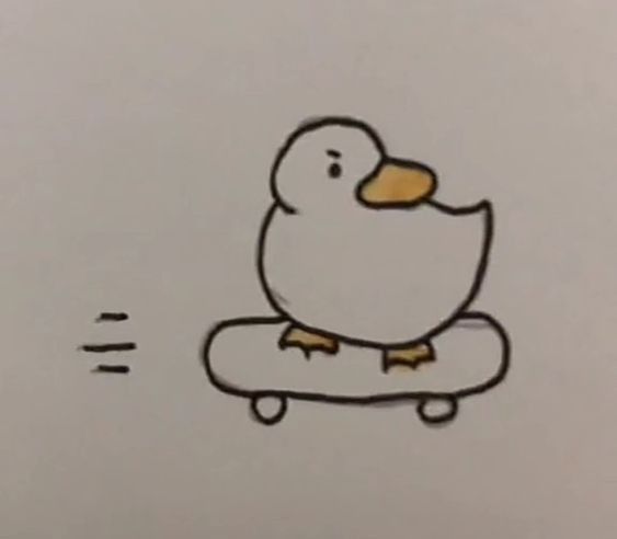 Desenho Fácil para Desenhar de Pato fofo em skate