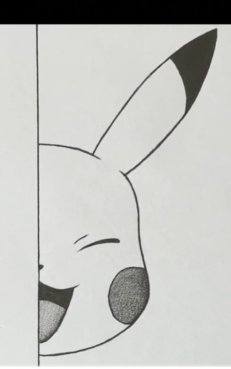 Desenho Fácil para Desenhar Pikachu sorrindo parcialmente