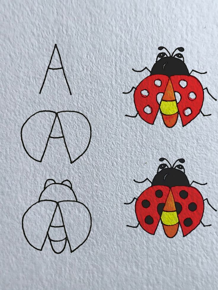 Desenho Fácil para Desenhar: Joaninha colorida com detalhes