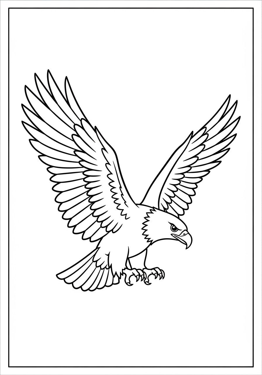 Desenho para Colorir para Adultos de uma águia com asas abertas