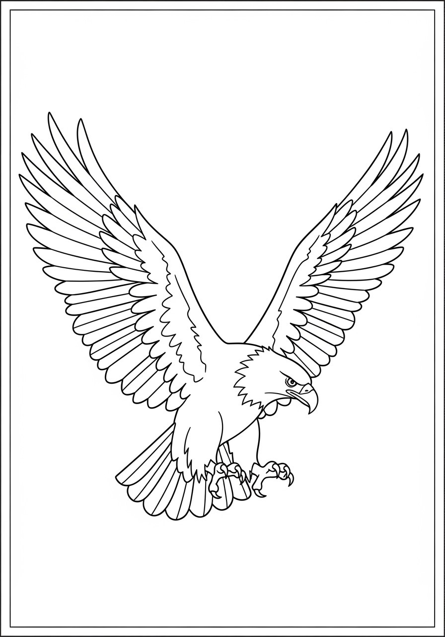 Desenho para Colorir para Adultos de uma águia com asas abertas