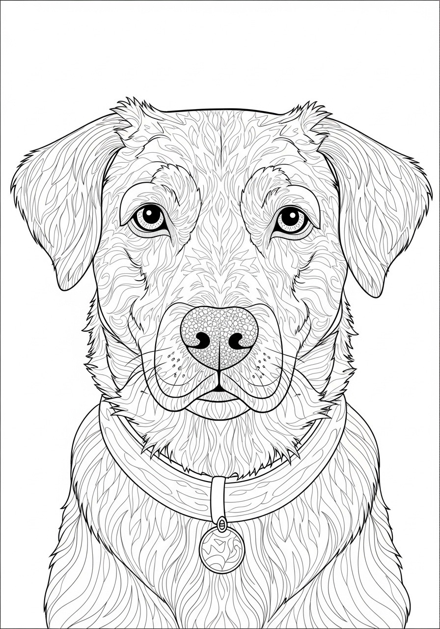 Desenho para Colorir para Adultos de um cachorro detalhado