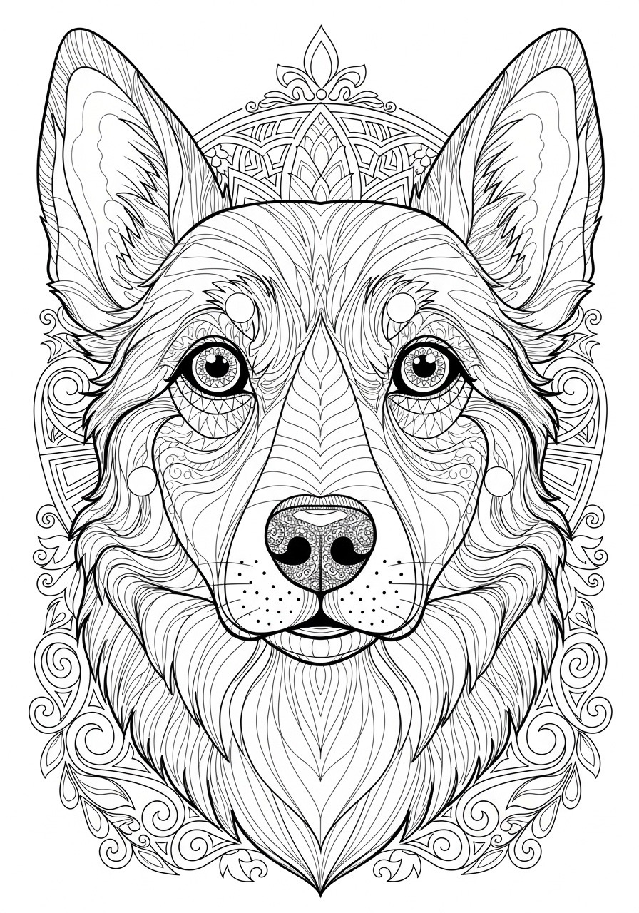 Desenho para Colorir para Adultos de um cachorro bonito