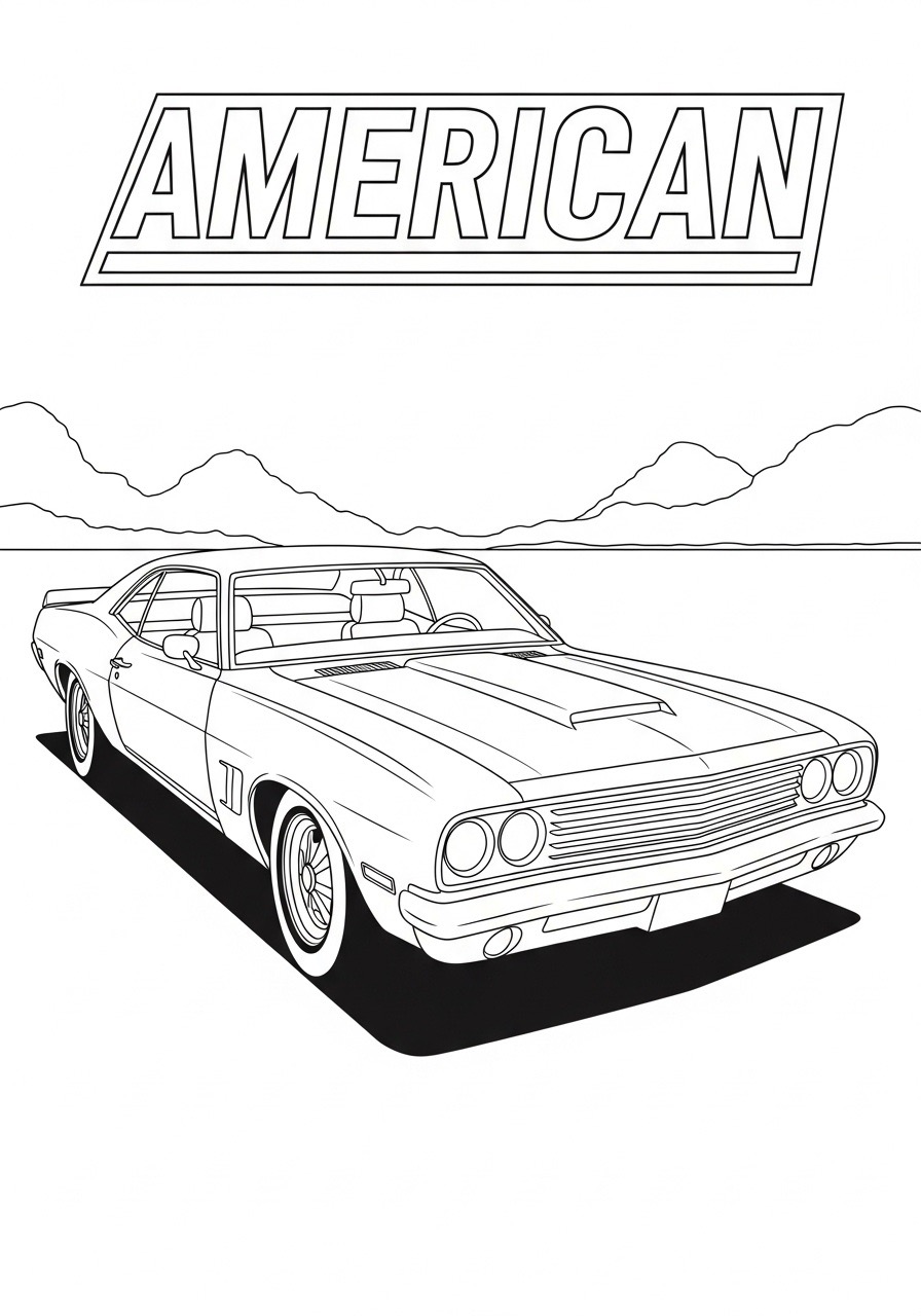 Desenho para Colorir para Adultos de um carro clássico