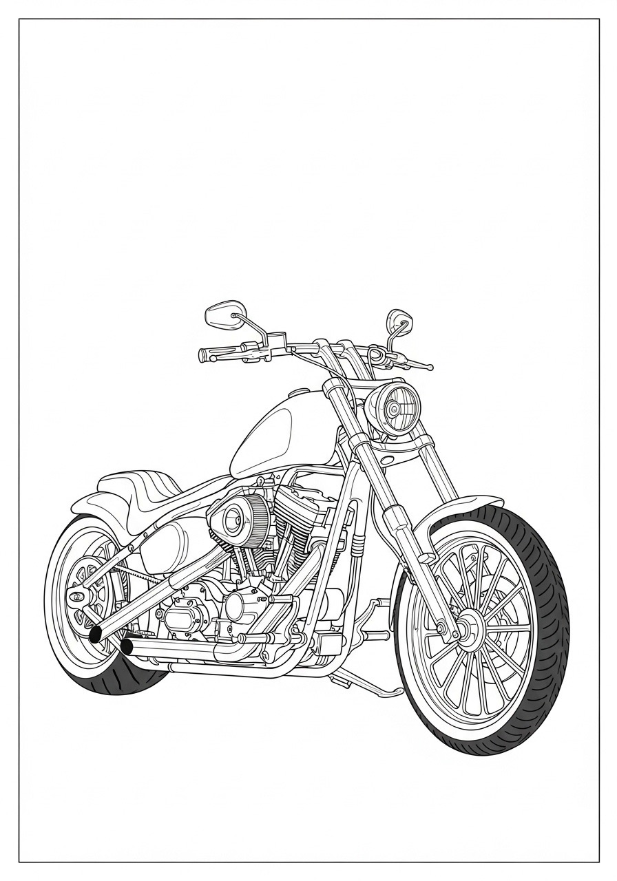 Desenho para Colorir para Adultos de uma motocicleta