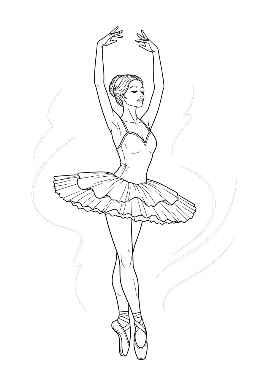 Desenho para Colorir para Adultos de uma bailarina em pose