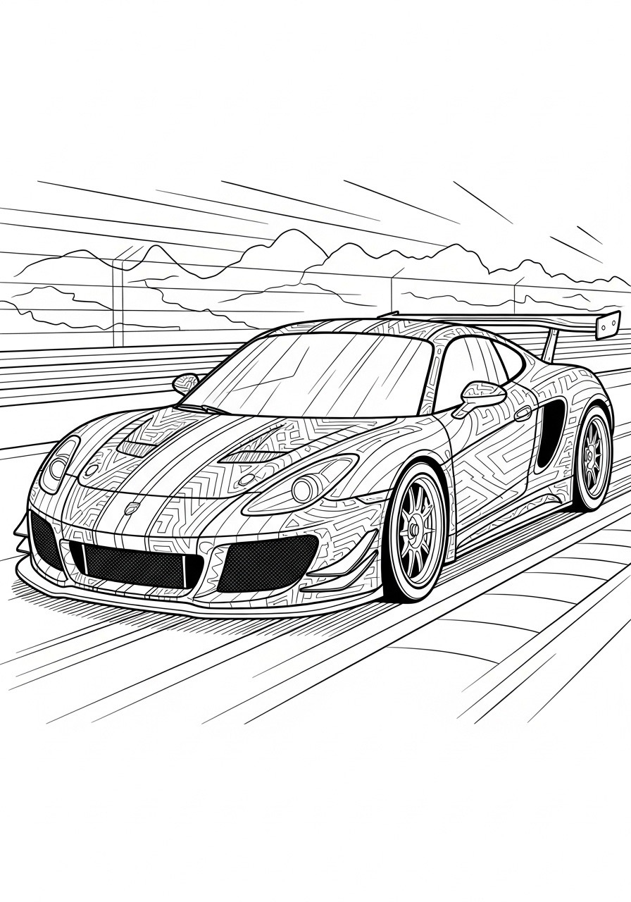Desenho para Colorir para Adultos de um carro esportivo